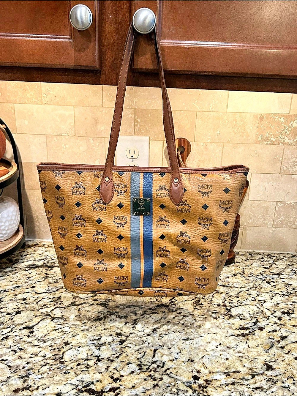 MCM Visetos Tote Brown & Blue